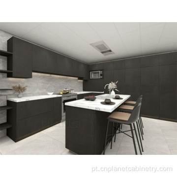 Color preto conjunto de cozinha modular de laca fosca Conjunto